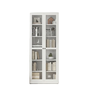 Modern Home Steel Iron Wall-Mounted Living Room <strong>Bookcase</strong> with Glass Doors Adjustable Height Storage Shelves and Back Panel - Product Image 2
