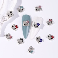 Diamant Kawaii 3D Hello Kitty Nail Art Strass Style Japonais Mignon Alliage Chat avec Plein de Diamants DIY Nail Accessoires