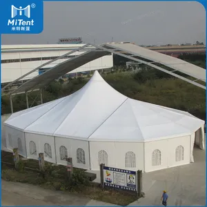 Aangepaste Logo Mulit-Side Klassieke Mixed Party Shelter Tent Met Zijden Voeringen Voor 400-500 Stoelen Buiten Evenementen