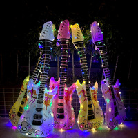 Ballons en forme de guitare lumineux à LED pour festival de musique, ballons en aluminium pour fête d'anniversaire, accessoires de décoration
