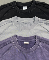Camiseta de Verano para Hombre, de Manga Corta, a la Moda, de Alta Calidad, con Lavado Ácido, Logotipo Personalizado, Tela 100% Algodón, 275 g/m², Talla Grande