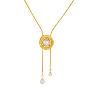 Floral Bow Pearl Pendant Necklace Gold Chain Clavicle Chain Everyday Wear - Product Image 5