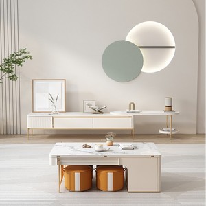 <span class=keywords><strong>Tavolino</strong></span> da Caffè Multifunzionale di Alta Qualità con Piano in Pietra Sinterizzata Sollevabile ed Estensibile per Piccoli Soggiorni <span class=keywords><strong>e</strong></span> Arredamento Alberghiero - Product Image 5