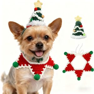 Gorro de Navidad para Perro, Disfraz Tejido de Una Sola Talla Ajustable, Ropa para Mascotas con Diseño Animal, Atuendo Festivo - Product Image 1