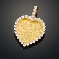 40mm Collier pendentif coeur personnalisé avec chaîne Bijoux hip hop Mémoire de couple glacé Photo personnalisée avec chaîne