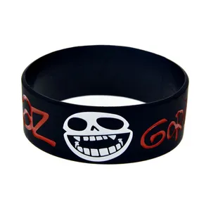 Personalized Rubber Bracelets Black Debossed Silicone Wristband Custom One Inch Wide Band for Music Wrist Bands Promotional Gift