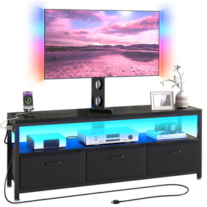 ขาตั้งทีวีสำหรับเล่นเกมพร้อมไฟ RGB LED ควบคุมผ่านแอพ ช่องเสียบปลั๊กไฟ พอร์ต USB โครงสร้างโลหะแข็งแรง สำหรับทีวีขนาด 32-65 นิ้ว เหมาะสำหรับห้องเล่นเกม - Product Image 1