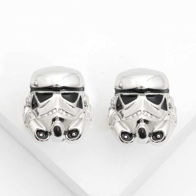 Hot Sale Custom Design Movie Role Shape 3D Planet War Storm Commando White Soldier Cufflinks Men's Gift