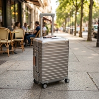 Premier bagage à main en titane pur, avec câble de charge, couleur orange + roues amortissantes, robuste et léger