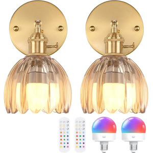 Lámpara de Pared LED Escandinava de Bronce con Pantalla de Cristal Blanco, 3500K Cálida, Ra90, E26, Control de Interruptor, Brazo Ajustable, para Sala de Estar - Product Image 1