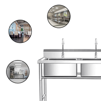 Évier de cuisine de jardin extérieur portable en acier inoxydable avec support à deux trous pour les activités de plein air