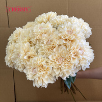 Fleur de dahlia artificielle crème à toucher réel, grand diamètre 14 cm, pour décoration de table de mariage, maison ou fête (DC192)