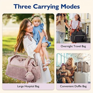 Borsa per Pannolini Personalizzata di Grande Capacità, Resistente all'Acqua, Zaino da Viaggio con Porta Ciuccio e Borsa Ospedaliera per il Parto - Product Image 2