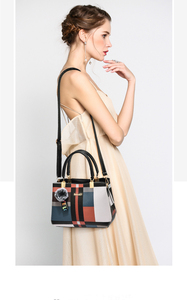 Customized Logo Contrast Plaid Sewn Boston Messenger Bag Single <b>Strap</b> <b>Shoulder</b> Bag Women Elegant Literature Art - Product Image 6