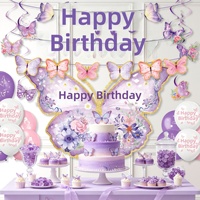 Nouvel Arrivage Transfrontalier Guirlandes Suspendues et Décorations Extensibles Thème Papillon Violet Style Anime pour Fête d'Anniversaire