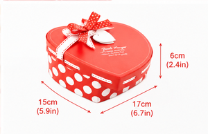 Caja de Regalo en Forma de Corazón Personalizada de Cartón con Diseño de Puntos y Lazo para Boutique - Product Image 2