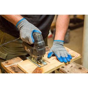 قفازات عمل كبيرة من المطاط والمطاط بطبقة مزدوجة من البستنة بالخدمة الشاقة من مزيج القطن الأزرق - Product Image 3