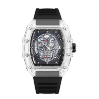 Reloj de hombre personalizado Cubo de vino reloj de cuarzo moda transparente impermeable reloj de pulsera personalizado para hombre OEM