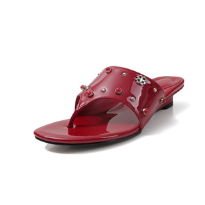 Sandalias de playa de cuero de vaca con hebilla de remache y punta redonda para mujer, tacón bajo, modelo 2026 Vacation Gem - Product Image 4