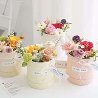 Vente en gros de cadeaux pour la fête des mères 2025, boîte à fleurs ronde en carton, boîte cadeau pour fleurs