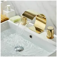 Robinets de lavabo élégants en plaqué or, chute d'eau de luxe, 8 pouces, 3 trous pour la salle de bains