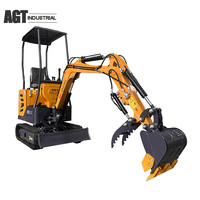 Mini-excavatrice AGT DM12-C en stock aux États-Unis, avec pince hydraulique, bras pivotant latéral et moteur Briggs & Stratton pour travaux agricoles et de construction