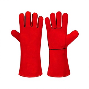 Guantes de Soldadura Rojos TAGCO SAFETY, de Cuero Vacuno Dividido, Resistentes al Calor, con Puño Reforzado para Soldadura MIG/TIG/Stick - Product Image 1
