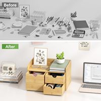 Organisateur de bureau avec tiroirs - Organisateur de bureau en bambou |   Organisateur de tiroirs de bureau en bambou blanc naturel pour les factures, le bureau