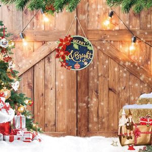 Panneau de porte de Noël rond en bois à suspendre avec girofle et clochette, décoration joyeuse pour la maison et le bureau pour le Nouvel An - Product Image 6