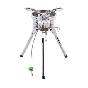 Réchaud à gaz de camping en plein air réglable en acier haute puissance pliant coupe-vent avec brûleur au butane portable et étui de transport BRS - Product Image 1