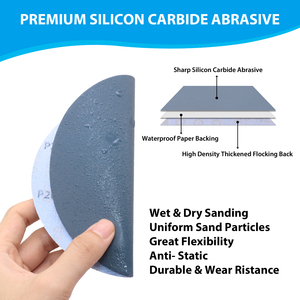 Disques de ponçage en carbure de silicium de 6 pouces à fixation auto-agrippante, grain 1000-5000, papier abrasif étanche pour automobile, bois et métal - Product Image 3
