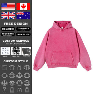 Kingsen High Quality High-Street <b>Vintage</b> Washed Hoodie French Terry Cloth Fashionable Distressed Style Oversized <b>Sweatshirt</b> - Product Image 2