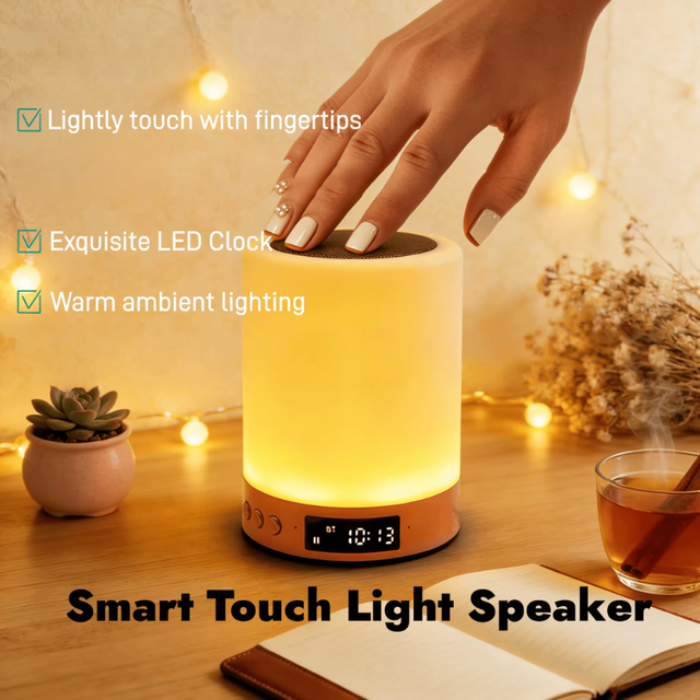 Hot Colorful Plastic Grain Touch Control Portable Night Light and BT Speaker with Wireless RGB LED Creative Smart Lamp Speaker