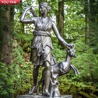 YOUFINE Vintage château décoration célèbre extérieur grandeur nature Diana déesse Bronze Figures Art Sculpture chasse Statue