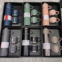 Botella de Viaje Personalizada para Café, Té y Agua, de Acero Inoxidable 304, 500 ml, Termo con 3 Tapas, para Bebidas Frías y Calientes, Portátil, Set de Regalo