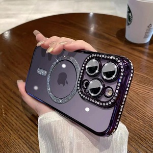 เคสโทรศัพท์แม่เหล็กฝังเพชรสำหรับ <span class=keywords><strong>iPhone</strong></span> 17 <span class=keywords><strong>Pro</strong></span> <span class=keywords><strong>Max</strong></span>, เคสกล้องแบบชิ้นเดียวสีทองประดับกลิตเตอร์ - Product Image 3