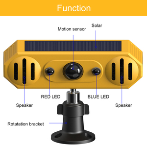 Alarme solaire extérieure à <span class=keywords><strong>détecteur</strong></span> <span class=keywords><strong>de</strong></span> <span class=keywords><strong>mouvement</strong></span> avec 13 sons, lumière stroboscopique, 4 modes, dissuasion des animaux, fixation murale ou clôture pour jardin - Product Image 6
