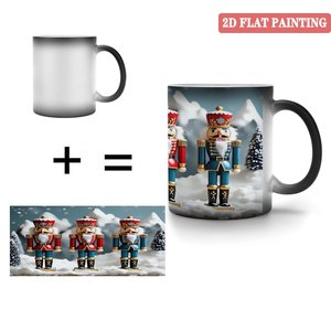 Frosted Black <b>Ceramic</b> <b>Mug</b> 11oz Heat Activated Color Changing Cup Christmas Nutcracker Design - Product Image 4