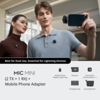 Microphone Lavalier Sans Fil Mini 1TX 1RX, Portée 250m, Réduction du Bruit, pour Smartphone, Appareil Photo, Vlog, Diffusion en Direct, Enregistrement