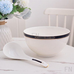 ชุดจานชามเซรามิกสีฟ้าและสีขาวพร้อมกล่องของขวัญและโลโก้ชุดเครื่องใช้บนโต๊ะอาหารมื้อค่ำ - Product Image 5