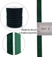 Ruban en velours vert épicéa simple face de 3/8 pouce (10 mm) en gros, 100 % nylon haute ténacité pour emballage cadeau