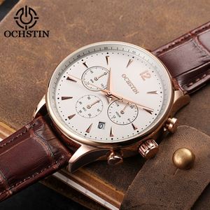 OCHSTIN <span class=keywords><strong>050</strong></span> Orologio da Polso da Uomo al Quarzo Marrone con Marchio Proprio, Cinturino in Pelle a Basso Prezzo, Resistente all'Acqua, Calendario 24 Ore, Orologio Casual - Product Image 4