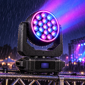 Projecteur LED Wash Moving Head IP65 19x25W RGBW avec zoom et anneau de pixels pour scène extérieure et tournées - Product Image 4