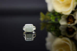 Anillo de Plata de Ley 925 de Diseño con Gema Cuadrada de Aguamarina, Joyería Hecha a Mano con Engaste de Bisel, Anillo de Declaración para Boda - Product Image 3