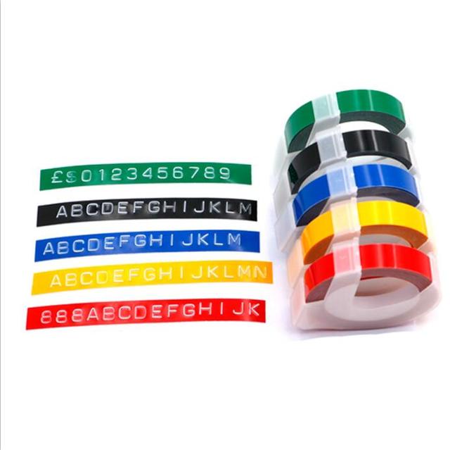 Compatible 6mm*3m Blue Plastic 3D Embossing Label Tape 3D Label Tapes for DYMO and MOTEX Label Maker