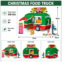 Set de Bloques de Construcción de Camión de Comida Navideño Personalizado de 315 Piezas, Estilo MOC de Arquitectura 3D, Remolque STEM, Juguete de Construcción DIY, OEM ODM