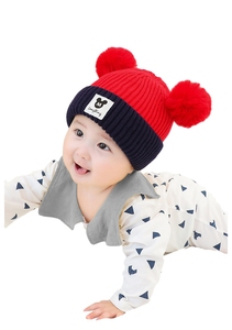Soft Warm Baby Kids Knitting Hat Cotton Beanie Hat With Big Pompom Hat - Product Image 5