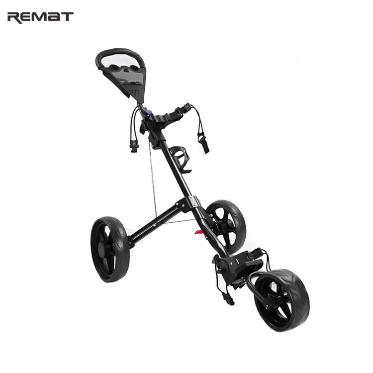 Golf Push Cart mit Bremse Multifunktions-Anzeigetafel Dreirad-Klapp wagen Aluminium legierung wagen