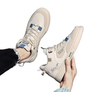 Autumn Men's Breathable Mesh Upper High-<b>top</b> Lace-up Running Shoes White Thick-soled Sports Casual Sneakers - Product Image 6