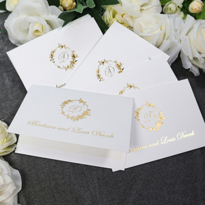 Tùy chỉnh có thể ghi gấp Cảm ơn bạn thẻ với sang trọng tem nóng lá vàng logo đồng bằng giấy trắng phong bì - Product Image 1